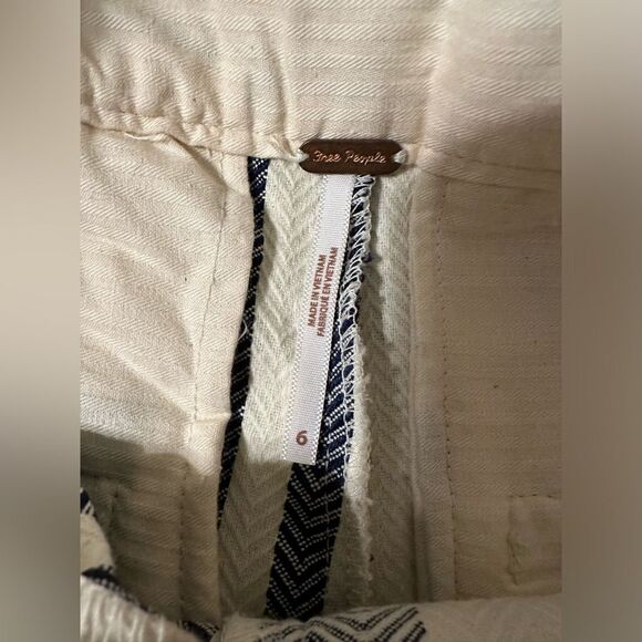 Free People Hi Tyed Wide‎ Leg Pants White/Ivory Textured Stripe 6 Revolve Brand - Picture 9 of 11